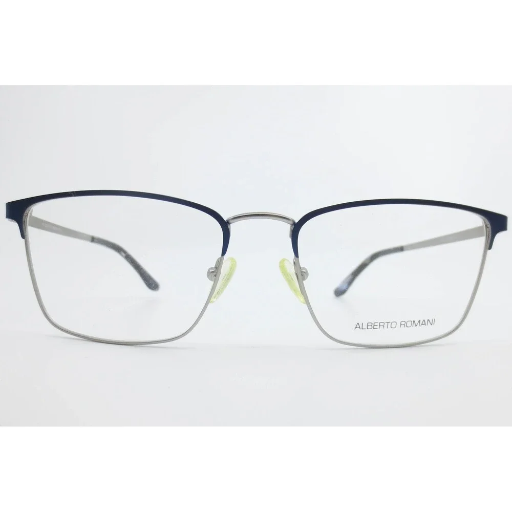 Alberto Romani AR 20203 NV Navy Silver Rectangular Eyeglass Frames 54-18-140